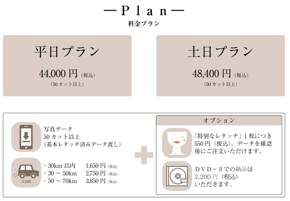 ブライダル料金